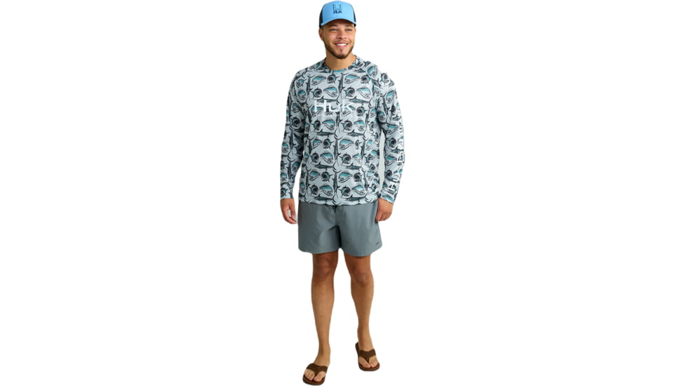 HUK Performance Fishing Hidden Huk Pursuit Crew - Mens, Storm Blue, Small, H1200590-394-S