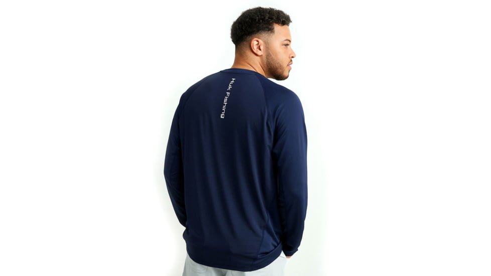 HUK Performance Fishing Huk Icon Crew Long Sleeve Shirt Naval Academy 2XL C98F4773, ATH1200573413M
