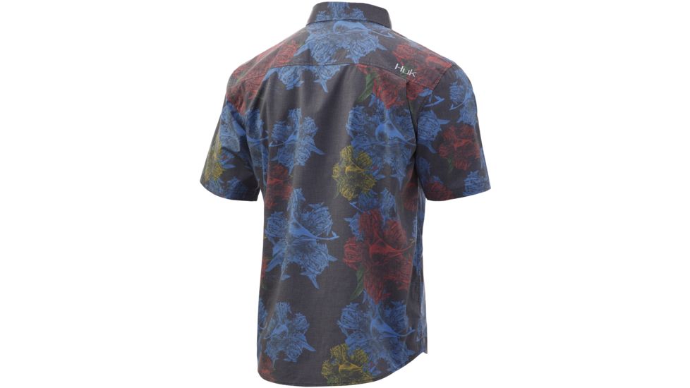 HUK Performance Fishing Huk Kona Woven Short Sleeve Button Up - Mens, Black, Medium, H1500077-001-M