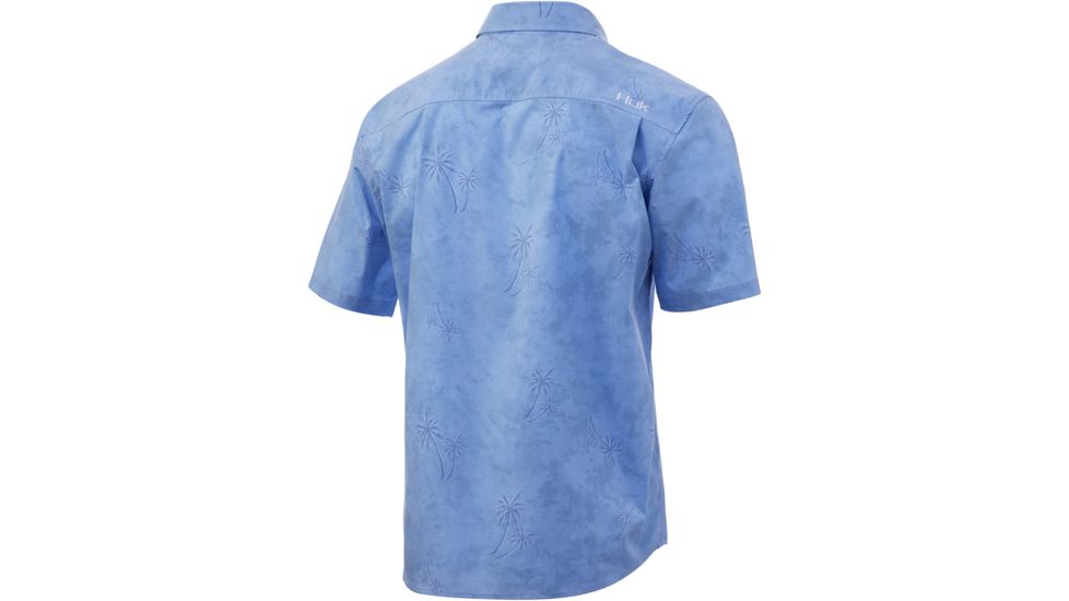 HUK Performance Fishing Huk Kona Woven Short Sleeve Button Up - Mens, Carolina Blue, Extra Large, H1500077-420-XL