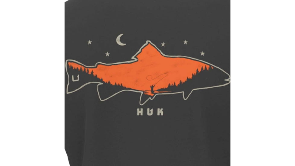 HUK Performance Fishing Moon Trout Short Sleeve Shirt - Men's, Volcanic Ash, Large, H1000422-013-L