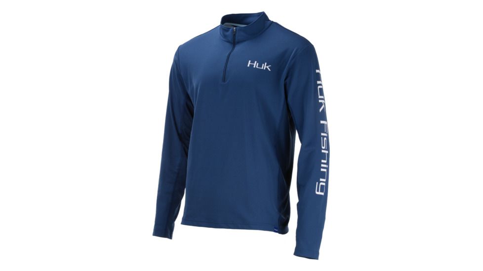 HUK Performance Fishing Icon 1/4 Zip Tops - Men's, Dark Blue, Small, H1200140-401-S