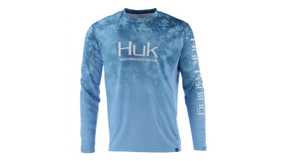 HUK Performance Fishing Icon Camo Fade Tops, Long Sleeve - Mens, Flow, Large, H1200155-455-L