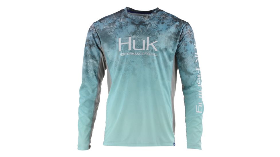 HUK Performance Fishing Icon Camo Fade Tops, Long Sleeve - Mens, Glacier, 2XL, H1200155-095-XXL