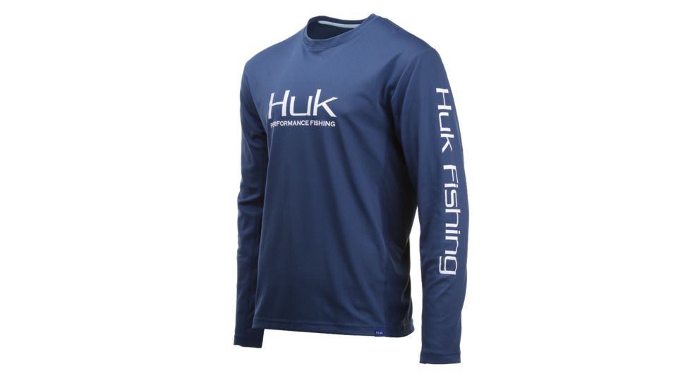 HUK Performance Fishing Icon LS Tops, Long Sleeve - Mens, Dark Blue, Large, H1200138-401-L