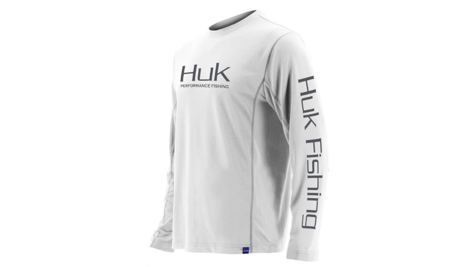 HUK Performance Fishing Icon LS Tops, Long Sleeve - Mens, White, Large, H1200138-100-L