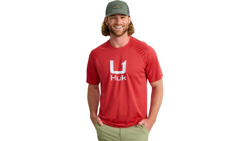 HUK Performance Fishing Icon Short Sleve Crew - Mens, Channel Marker, 2XL, H1200572-624-XXL