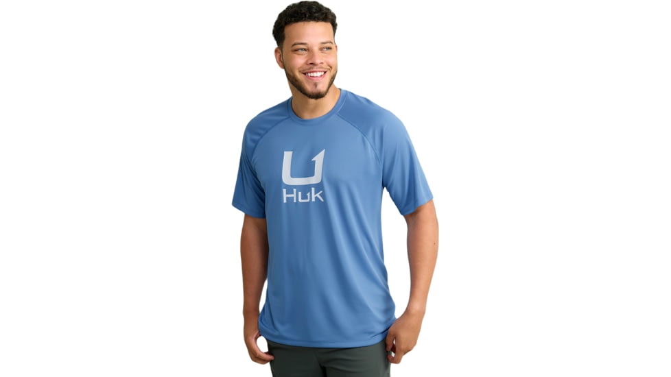 HUK Performance Fishing Icon Short Sleve Crew - Mens, Quiet Harbor, Large, H1200572-445-L