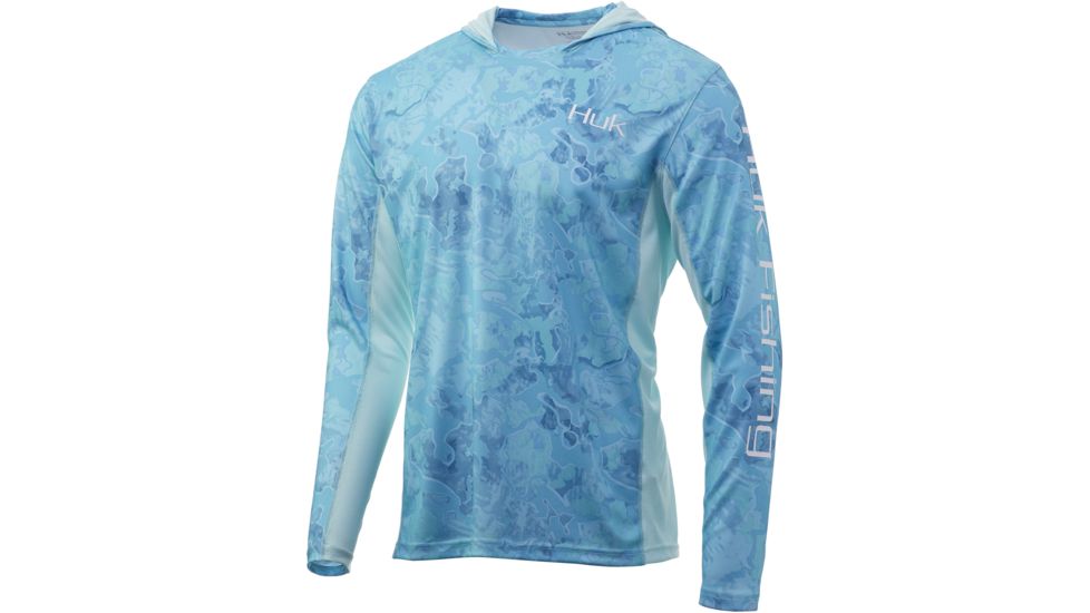 Sweat à Capuche Homme Huk Performance Fishing - Icon X Camo - Coloris Ocean Tally - Neuf