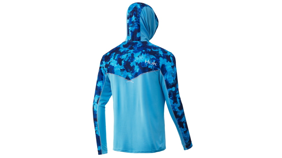 HUK Performance Fishing Icon X KC Refraction Camo Hoodie - Mens, San Sal, Small, H1200287-471-S