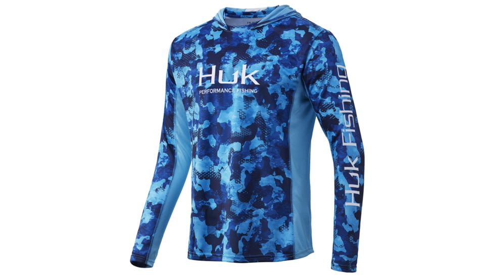 HUK Performance Fishing Icon X KC Refraction Camo Hoodie - Mens, San Sal, Small, H1200287-471-S