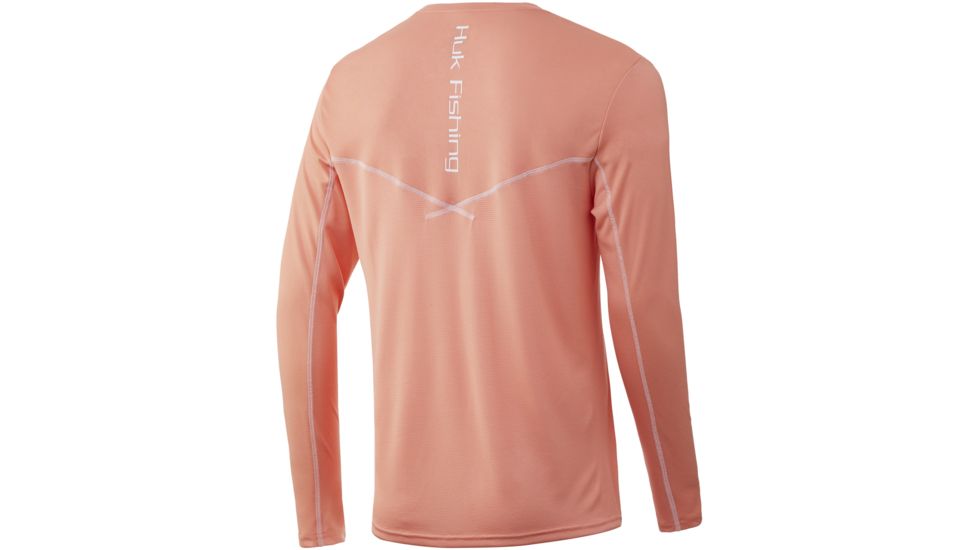 HUK Performance Fishing Icon X Long Sleeve Tee - Mens, Peach Pink, Medium, H1200138-691-M