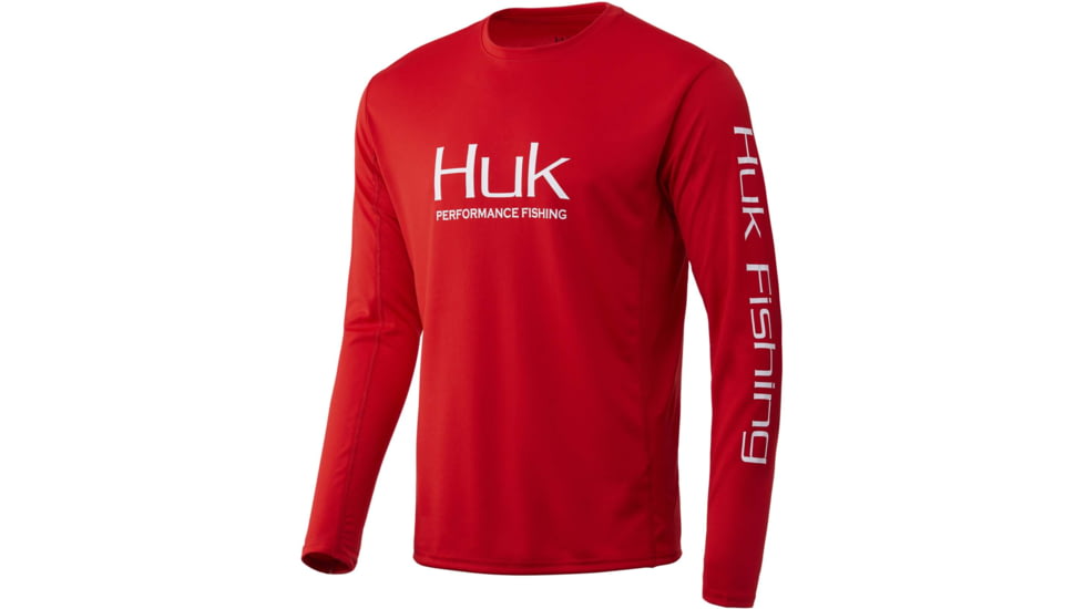 HUK Performance Fishing Icon X Long Sleeve Tee - Mens, Red, Large, H1200138-600-L
