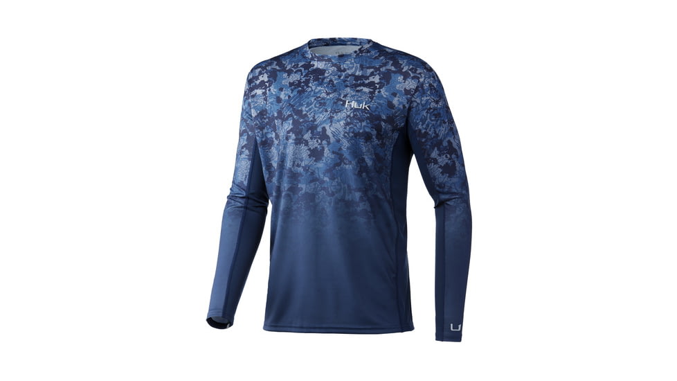 HUK Performance Fishing Icon X Tide Change Fade Long-Sleeve Shirt - Men's, Extra Large, Atlantic, H1200388-997-XL