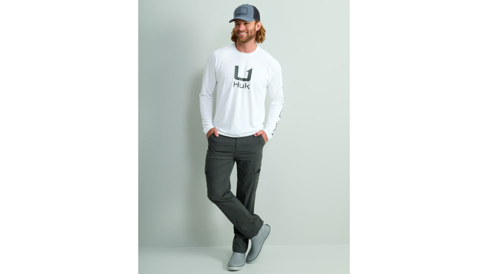 HUK Performance Fishing KC Icon Graphic Long Shirt - Mens, White, Small, H1200629-100-S