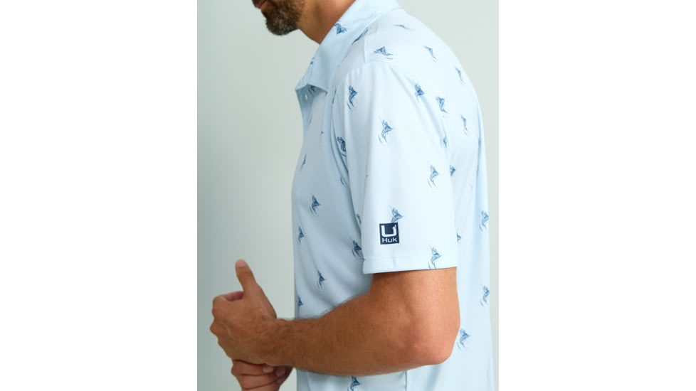 HUK Performance Fishing KC Pursuit Printed Polo - Mens, Ice Water, Large, H1200635-476-L