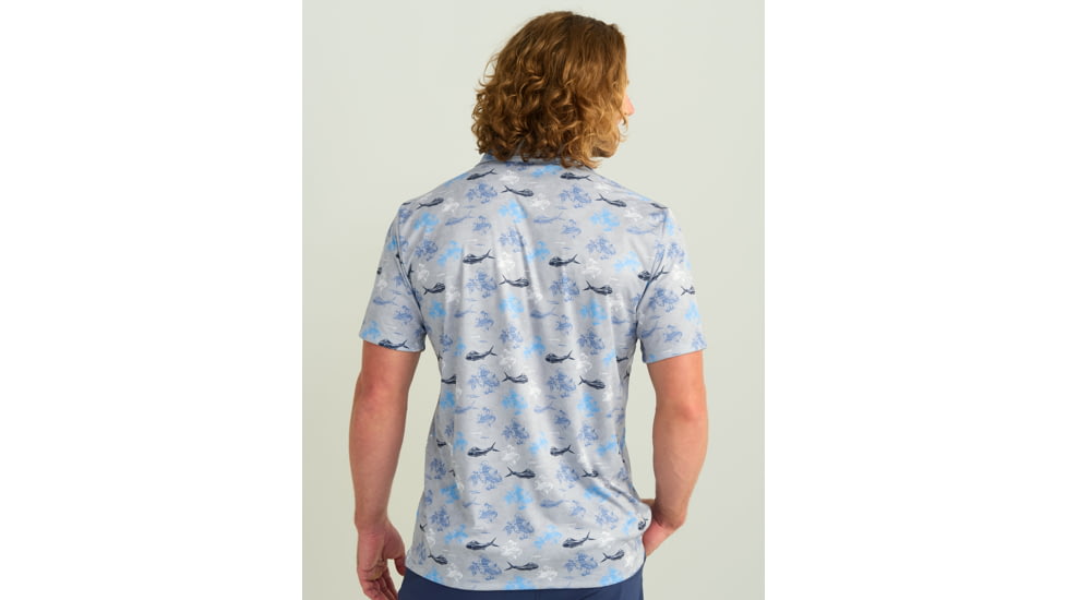 HUK Performance Fishing KC Pursuit Printed Polo - Mens, Marolina Blue, Large, H1200635-420-L