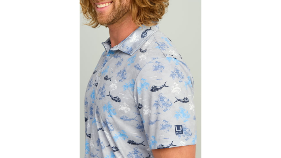 HUK Performance Fishing KC Pursuit Printed Polo - Mens, Marolina Blue, Large, H1200635-420-L