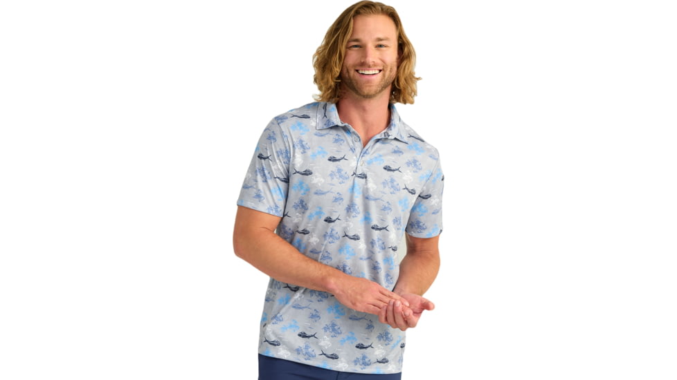 HUK Performance Fishing KC Pursuit Printed Polo - Mens, Marolina Blue, Large, H1200635-420-L