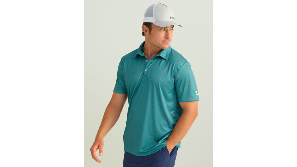 HUK Performance Fishing KC Pursuit Printed Polo - Mens, Storm Blue, Small, H1200635-394-S