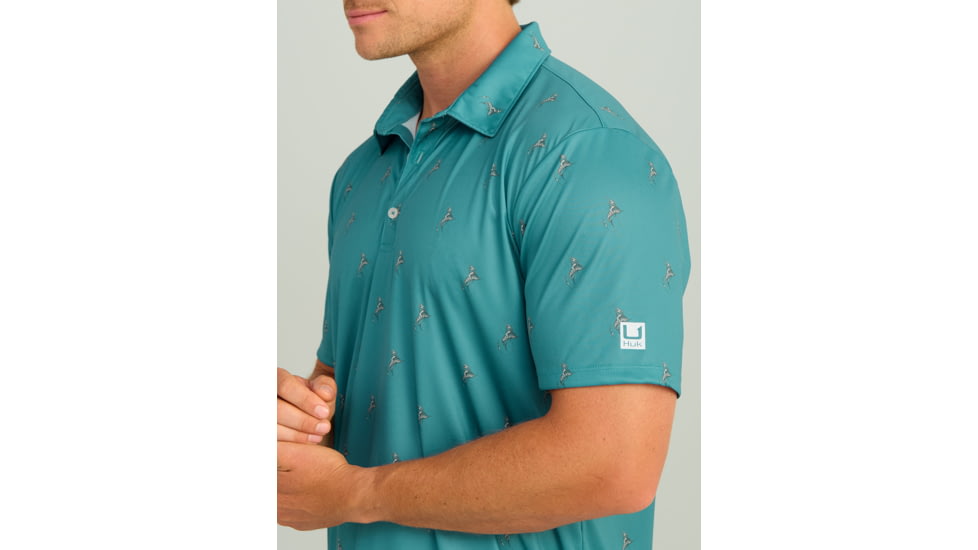 HUK Performance Fishing KC Pursuit Printed Polo - Mens, Storm Blue, Small, H1200635-394-S