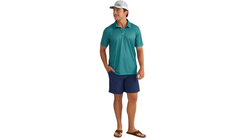 HUK Performance Fishing KC Pursuit Printed Polo - Mens, Storm Blue, Small, H1200635-394-S