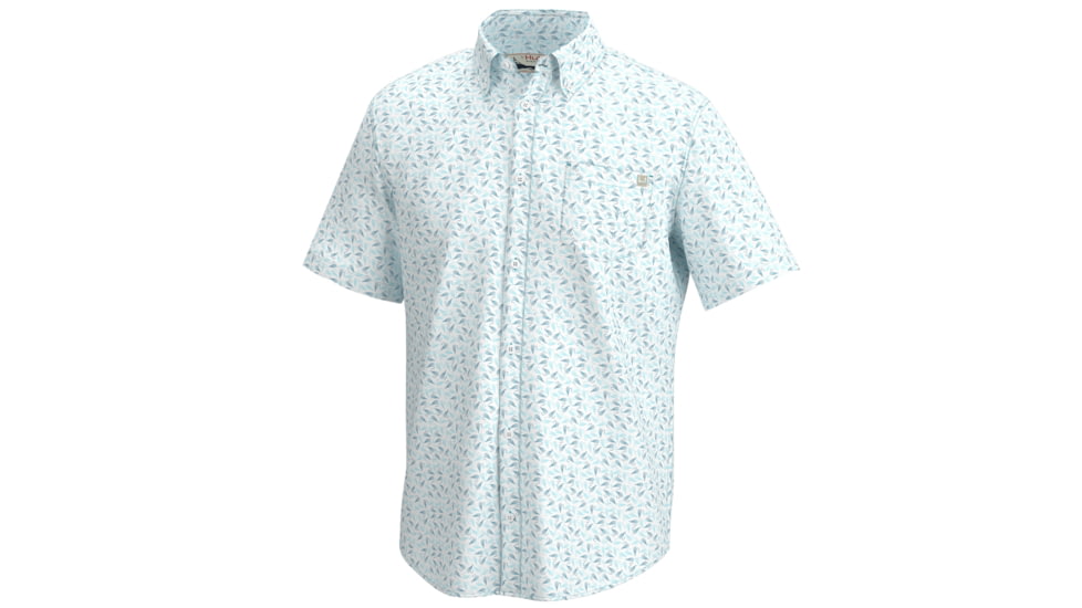 Chemise HUK Fishing Kona Boutonnée, Imprimé Poisson Gris, Taille L