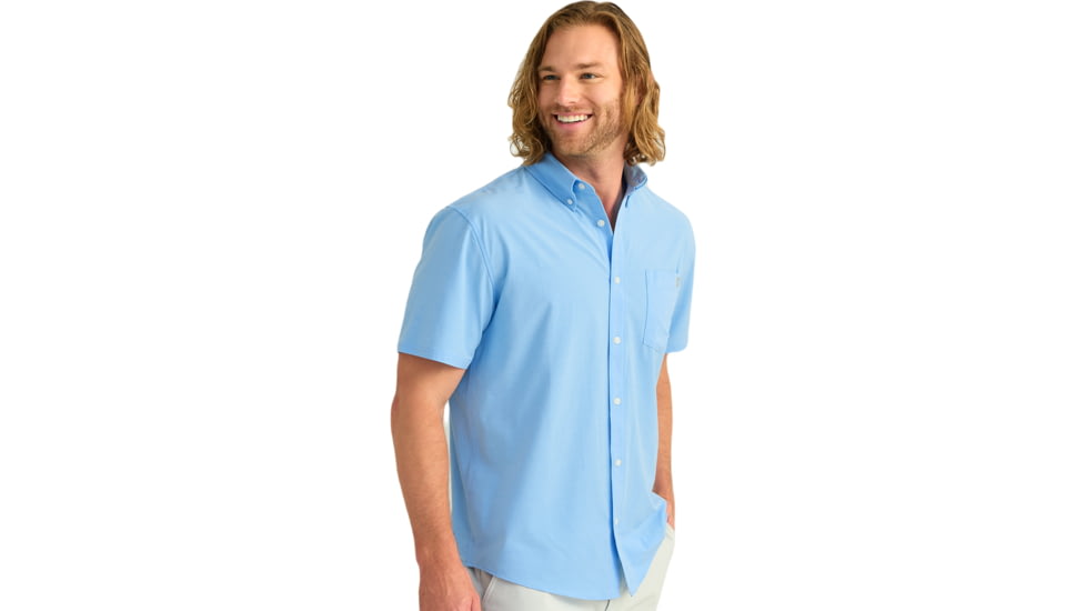 HUK Performance Fishing Kona Solid Short Sleeve Shirt - Mens, Marolina Blue, Small, H1500154-420-S