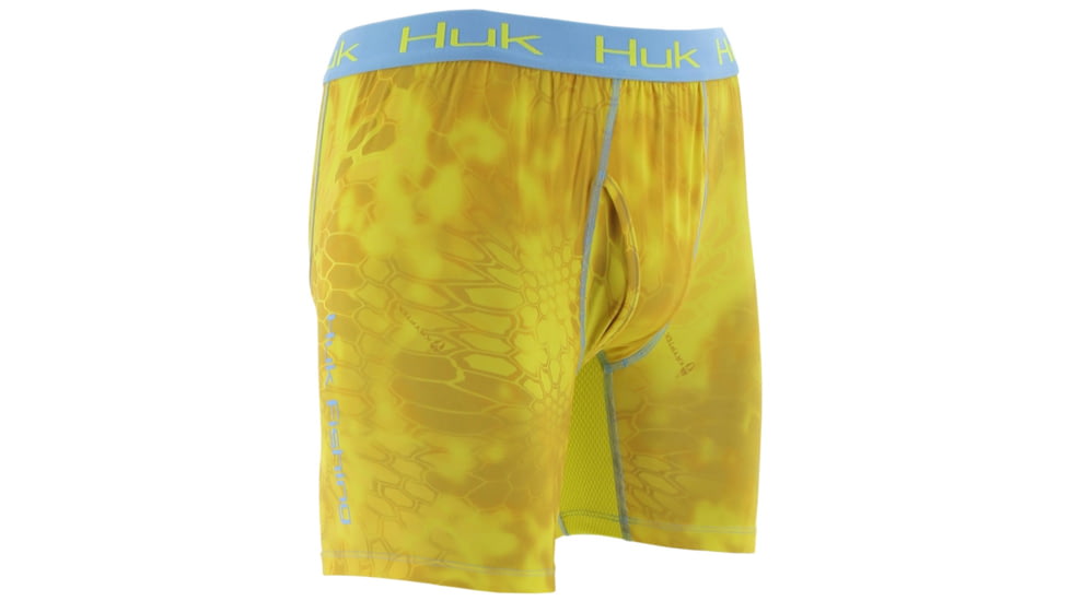 HUK Performance Fishing Kryptek Mens Performance BXR Jock Shorts, Kryptek Blaze Yellow, H5000010GBYXL