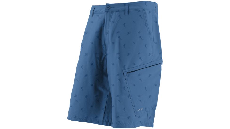 HUK Performance Fishing KScott Mens Billfish Hybrid Lite Shorts, Blue, 28, H2000038BLU28