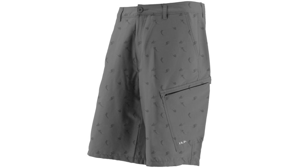 HUK Performance Fishing KScott Mens Billfish Hybrid Lite Shorts, Grey, 28, H2000038GRY28