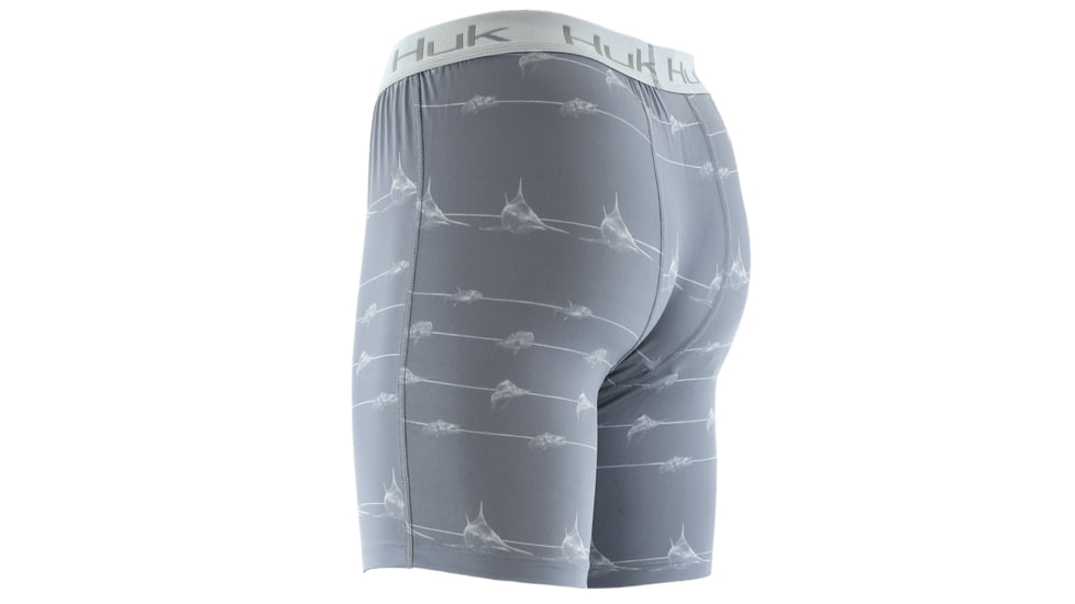 HUK Performance Fishing Kscott Mens Performance BXR Jock Shorts, KC Lines Grey