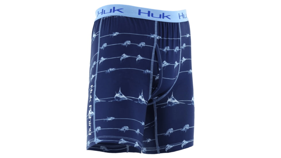 HUK Performance Fishing Kscott Mens Performance BXR Jock Shorts, KC Lines Navy