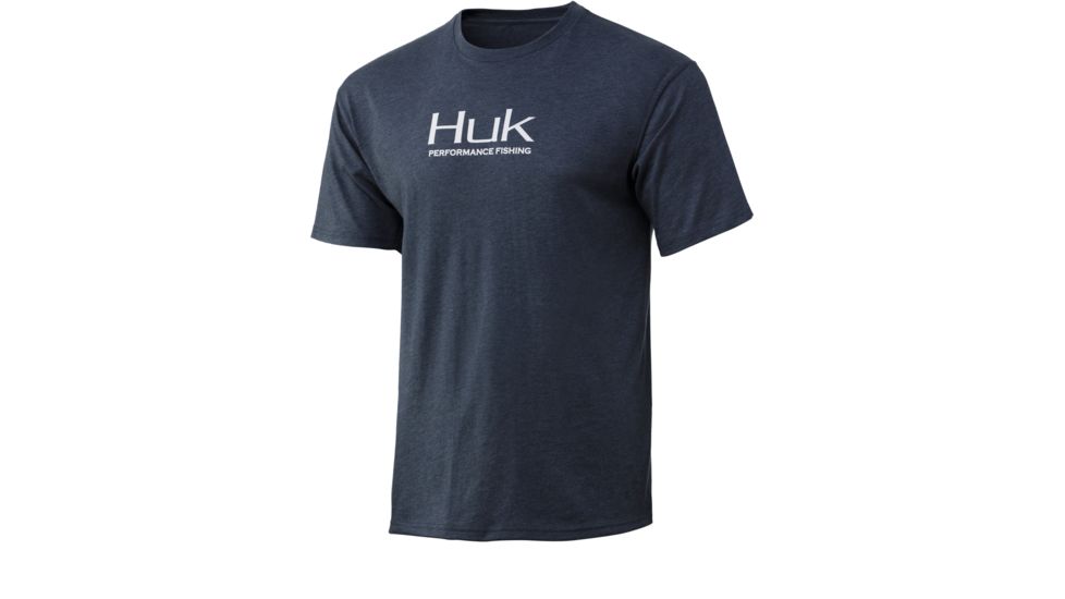 HUK Performance Fishing Logo Fishing Short Sleeve Tee - Mens, Navy Heather, Extra Large, H1000240-415-XL