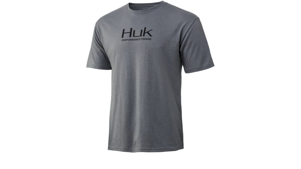 HUK Performance Fishing Logo Fishing Short Sleeve Tee - Mens, Sharkskin Heather, Large, H1000240-022-L