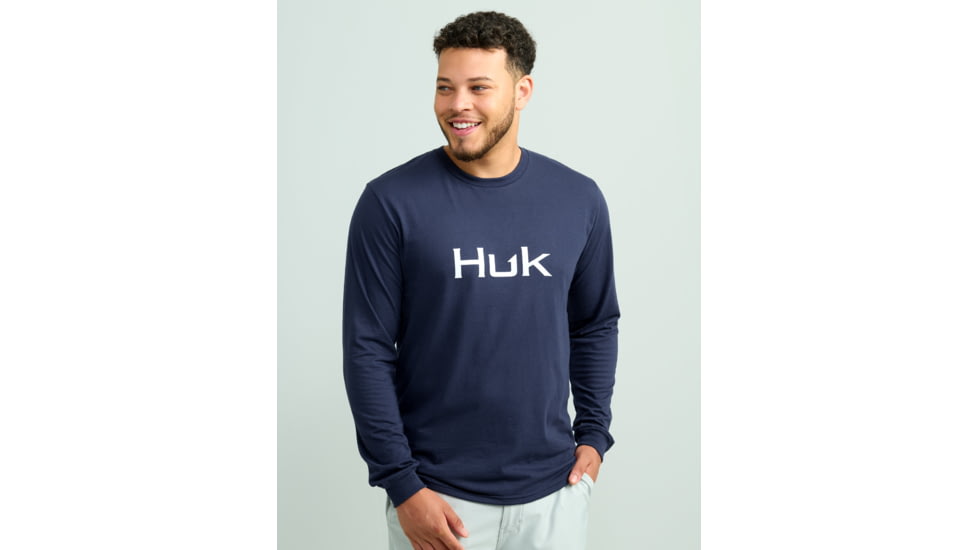 HUK Performance Fishing Logo Long Sleeve Tee - Mens, Naval Academy, Medium, H1000532-413-M