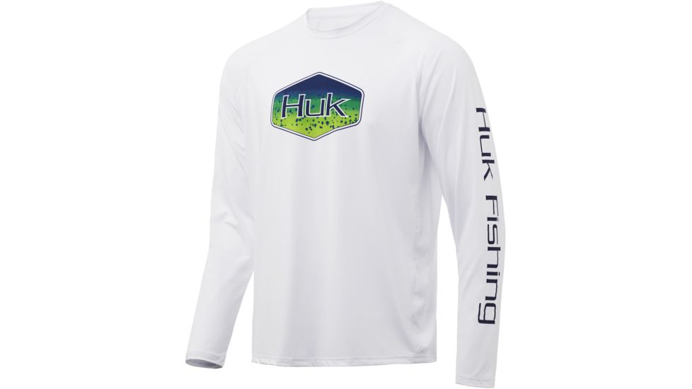 HUK Performance Fishing Mahi Badge Pursuit Graphic T-Shirt - Mens, White, Medium, H1200243-100-M