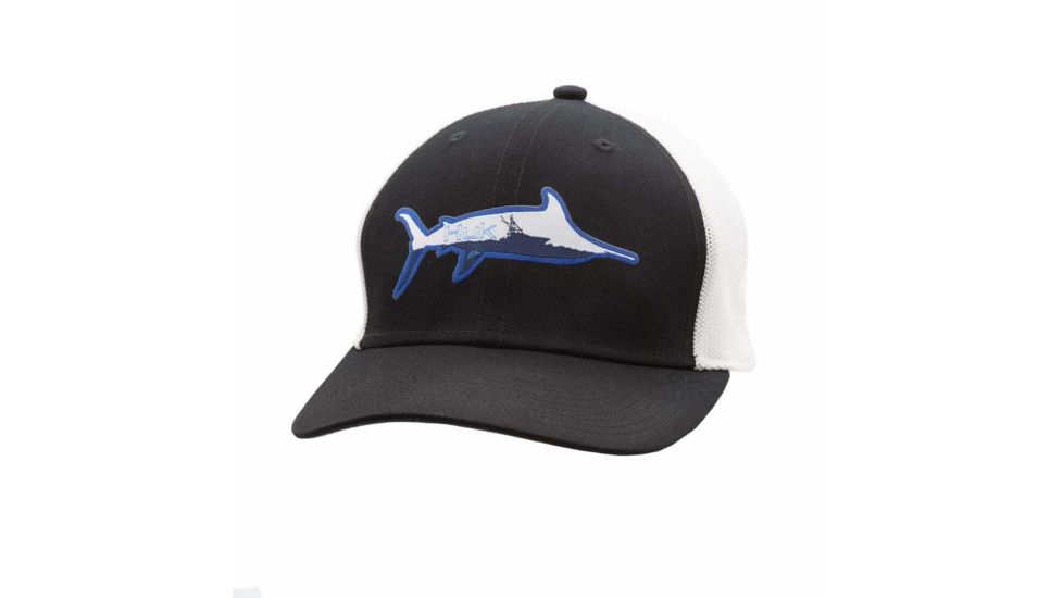 HUK Performance Fishing Marlin Sporty Trucker Stretch Headwear, Cap - Mens, Black, Large - Extra Large, H3000174-001-LXL
