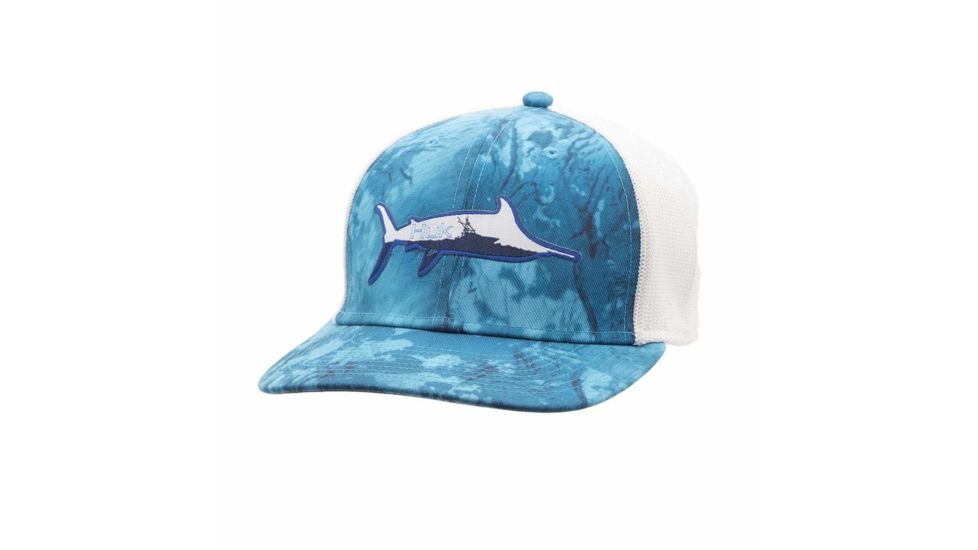 HUK Performance Fishing Marlin Sporty Trucker Stretch Headwear, Cap - Mens, Flow, Large - Extra Large, H3000174-455-LXL
