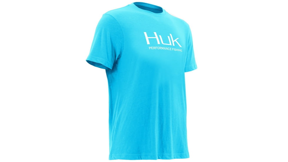 HUK Performance Fishing Men's Logo Tee, Tahiti Blue Heather, Large H1000091-435-L