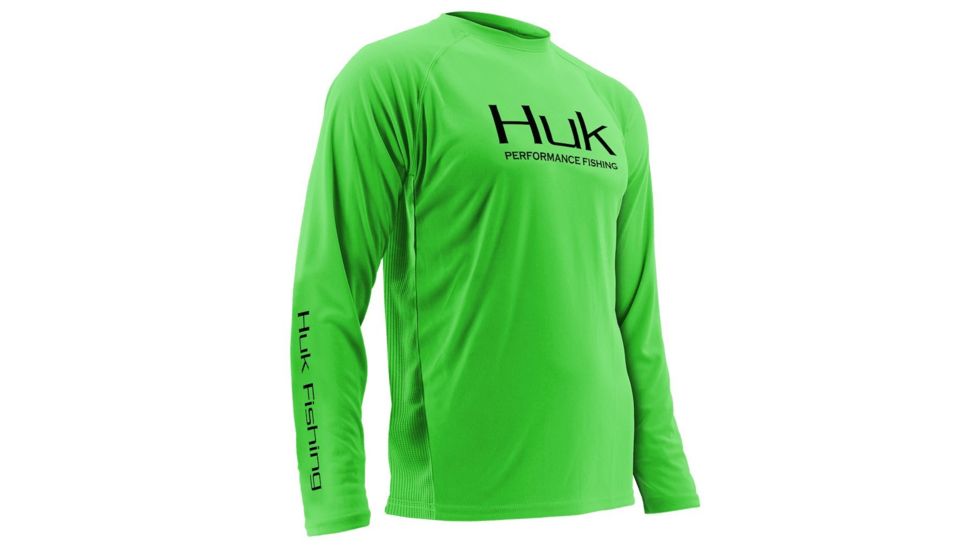 HUK Performance Fishing Men's Performance Vented Long Sleeve Shirt, Neon Green, Extra Large H1200118-320-XL