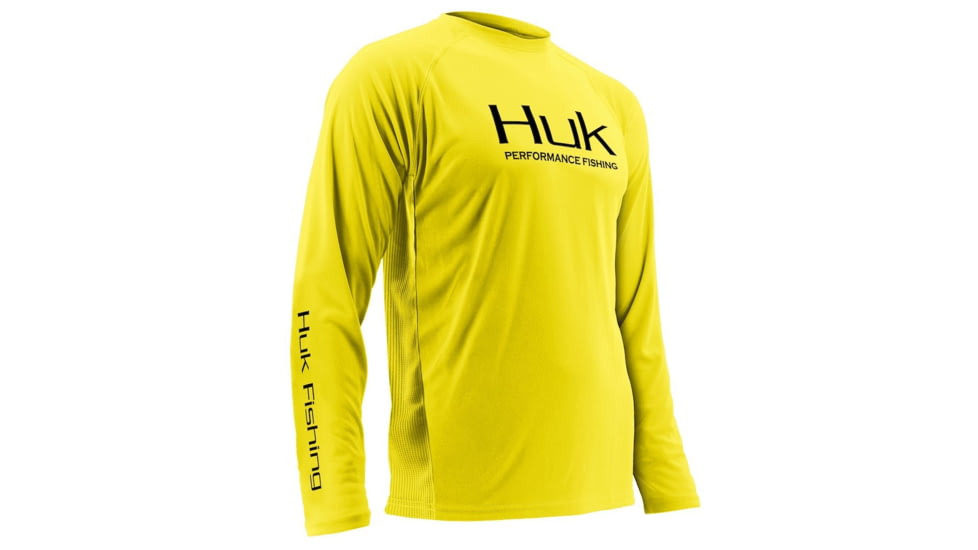 HUK Performance Fishing Men's Performance Vented Long Sleeve Shirt, Highlighter Yellow, Large H1200118-730-L