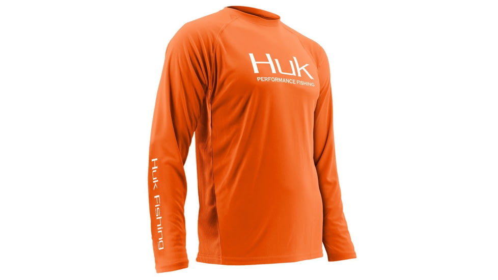 HUK Performance Fishing Men's Performance Vented Long Sleeve Shirt, Orange, Large H1200118-800-L