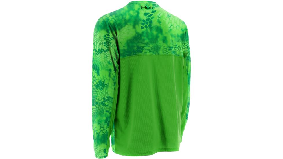 HUK Performance Fishing Mens Kryptek LoPro Icon Long Sleeve Shirt, Kryptek Neon Green, H1200107GNGXL