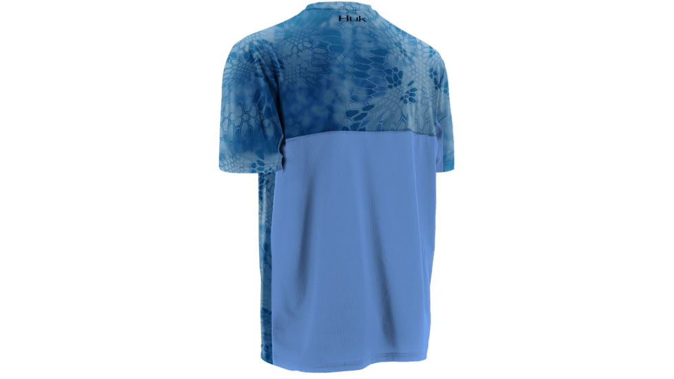 HUK Performance Fishing Mens Kryptek LoPro Icon Short Sleeve Shirt, Kryptek Carolina Blue