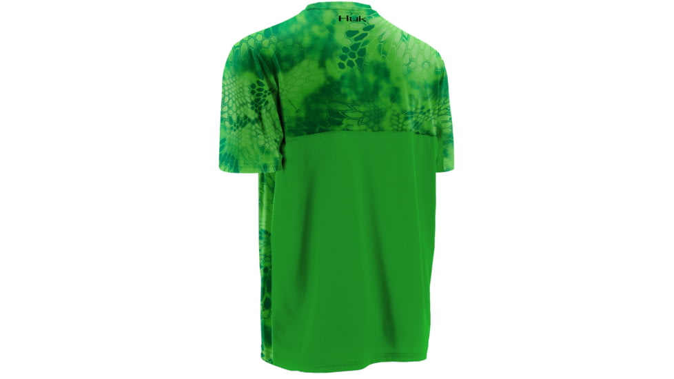 HUK Performance Fishing Mens Kryptek LoPro Icon Short Sleeve Shirt, Kryptek Neon Green