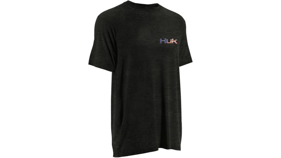 HUK Performance Fishing Mens KScott American Bass Tee, Dark Grey Heather, H1000067DGHS