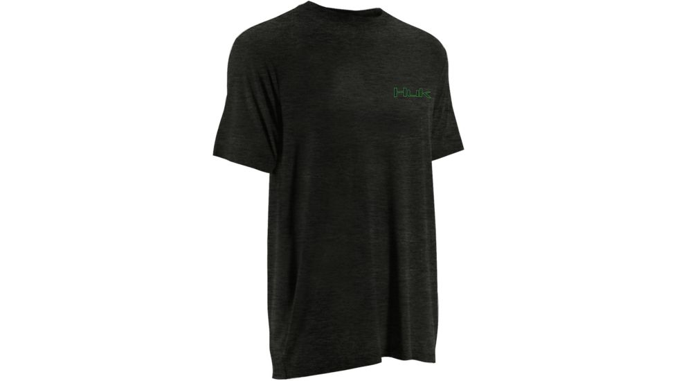 HUK Performance Fishing Mens KScott Jumping Bass Tee, Dark Grey Heather, H1000074DGHS