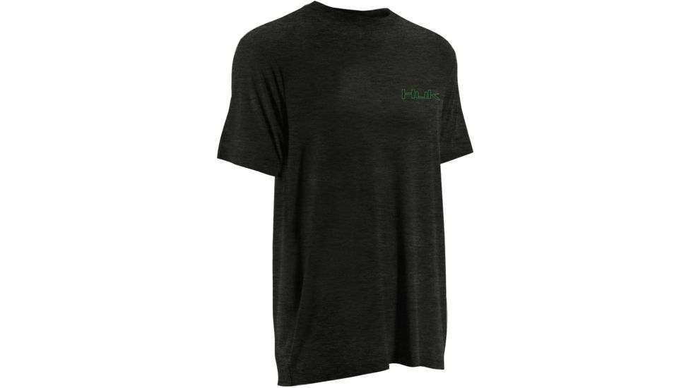 HUK Performance Fishing Mens KScott Jumping Bass Tee, Dark Grey Heather, H1000074DGHS