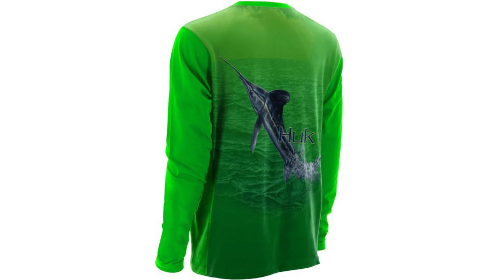 HUK Performance Fishing Mens KScott Twin Diesel Icon Long Sleeve Shirt, Neon Green, H1200101NGNS